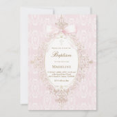 Invitation fille de baptême arc rose (Devant)