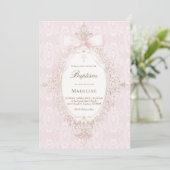 Invitation fille de baptême arc rose (Debout devant)