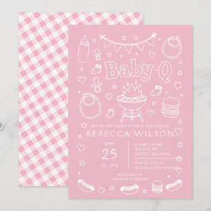 Invitation Fille de bébé Q Barbecue Fille Baby Shower