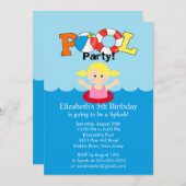 Invitation Fille de blonde d'invitation d'anniversaire de (Devant / Derrière)