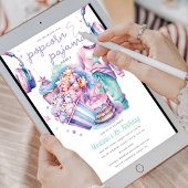 Invitation Fille de bois d'oeuvre Anniversaire Popcorn & Pyja