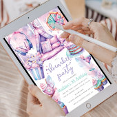 Invitation Fille de bois d'oeuvre fête d'anniversaire Pastel 