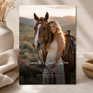 Invitation Fille de campagne Photo complète Anniversaire Swee