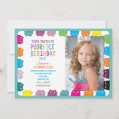 Invitation Fille de chat Photo fête d'anniversaire (Devant)