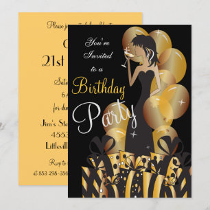 Invitation Fille de cocktail pour fête d'anniversaire ou ente