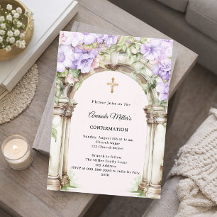 Invitation Fille de confirmation à l'arche florale de lavande