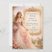 Invitation Fille de conte de fées Princesse Fête d'anniversai (Devant)