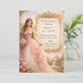 Invitation Fille de conte de fées Princesse Fête d'anniversai (Debout devant)