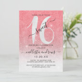 Invitation Fille de corail mousseux Parties scintillant blanc (Debout devant)