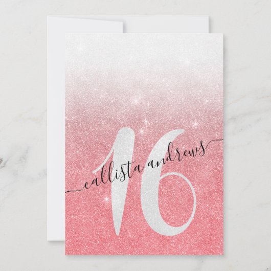 Invitation Fille de corail mousseux Parties scintillant blanc (Dos)