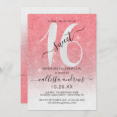 Invitation Fille de corail mousseux Parties scintillant blanc (Devant / Derrière)