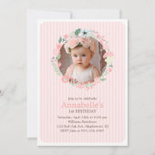 Invitation Fille de couronnes florales délicieuse fête d'anni (Devant)