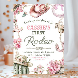 Invitation Fille de cow-boy Far West 1ère Fête d'anniversaire