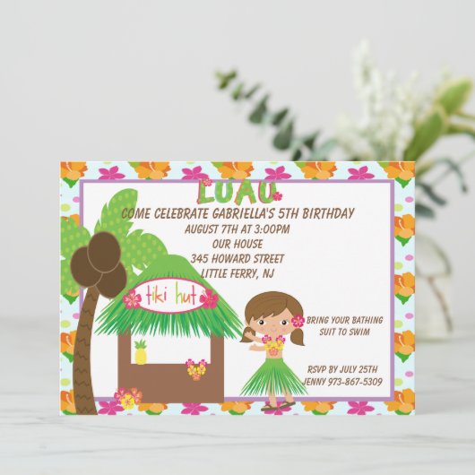 Invitation Fille de danse polynésienne à l'invitation (Debout devant)