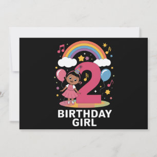 Invitation Fille de deux ans anniversaire Mignonne 2ème anniv