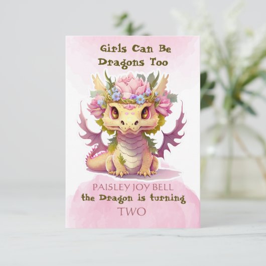 Invitation Fille de deux ans dragon (Debout devant)