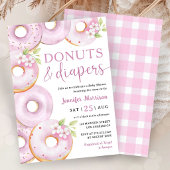 Invitation Fille de donuts et couches Fête de bébé rose