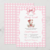 Invitation Fille de douche bébé à la fraise Beary Sweet (Devant / Derrière)