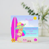Invitation Fille de douche de bébé de plage Chapeau de soleil (Debout devant)