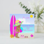 Invitation Fille de douche de bébé de plage Rose Bleu Sarcell (Debout devant)