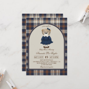 Invitation Fille de douche de bébé plaid de luxe ours