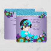 Invitation Fille de douche de bébé Princesse Bleu sarcelle Vi (Devant / Derrière)