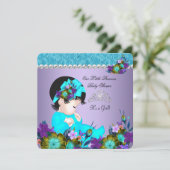 Invitation Fille de douche de bébé Princesse Bleu sarcelle Vi (Debout devant)