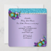 Invitation Fille de douche de bébé Princesse Bleu sarcelle Vi (Dos)