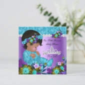 Invitation Fille de douche de bébé princesse Bleu sarcelle Vi (Debout devant)