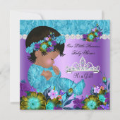 Invitation Fille de douche de bébé princesse Bleu sarcelle Vi (Devant)