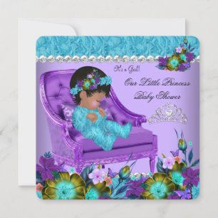 Invitation Fille de douche de bébé princesse Chaise bleu sarc