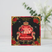 Invitation Fille de douche de bébé princesse Chaise or rose r (Debout devant)