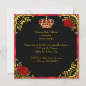 Invitation Fille de douche de bébé princesse Chaise or rose r (Dos)