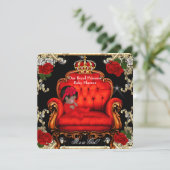 Invitation Fille de douche de bébé princesse Chaise Rose Roug (Debout devant)