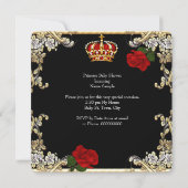 Invitation Fille de douche de bébé princesse Chaise Rose Roug (Dos)