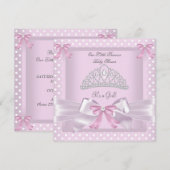 Invitation Fille de douche de bébé princesse rose points de p (Devant / Derrière)