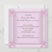 Invitation Fille de douche de bébé princesse rose points de p (Dos)