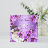 Invitation Fille de douche de bébé princesse Rose Violet Rose (Debout devant)
