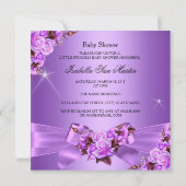 Invitation Fille de douche de bébé princesse Rose Violet Rose (Dos)
