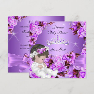 Invitation Fille de douche de bébé princesse Rose Violet Rose