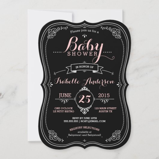 Invitation Fille de fantaisie douce de baby shower de tableau (Devant)