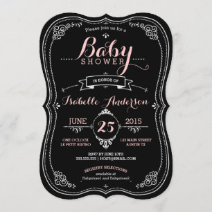 Invitation Fille de fantaisie douce de baby shower de tableau