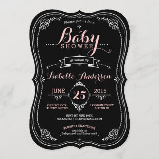 Invitation Fille de fantaisie douce de baby shower de tableau