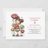 Invitation Fille de Fée Capricieuse Anniversaire Floral Paste (Devant)