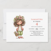 Invitation Fille de Fée Capricieuse Anniversaire Floral Paste (Devant)