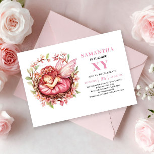 Invitation Fille de Fée Rose Fantaisiste 6ème Anniversaire Ro