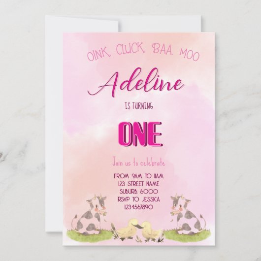 Invitation fille de ferme UNE (Devant)