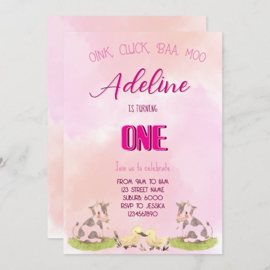 Invitation fille de ferme UNE (Devant / Derrière)