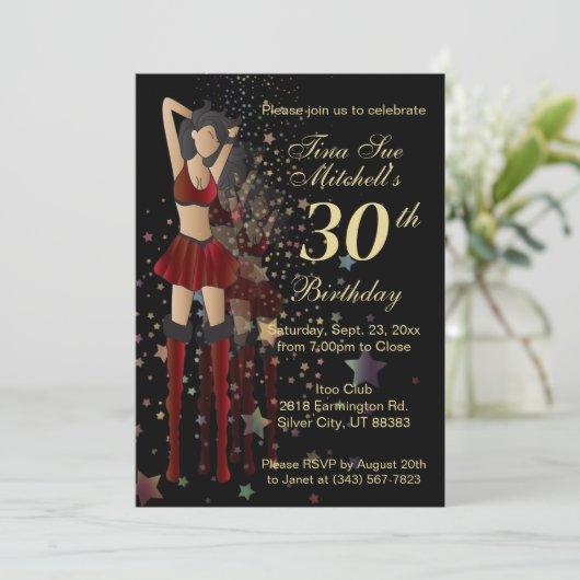 Invitation Fille de fête Anniversaire (Debout devant)