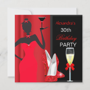 Invitation Fille de Fête d'Anniversaire aux Talons Hauts Roug